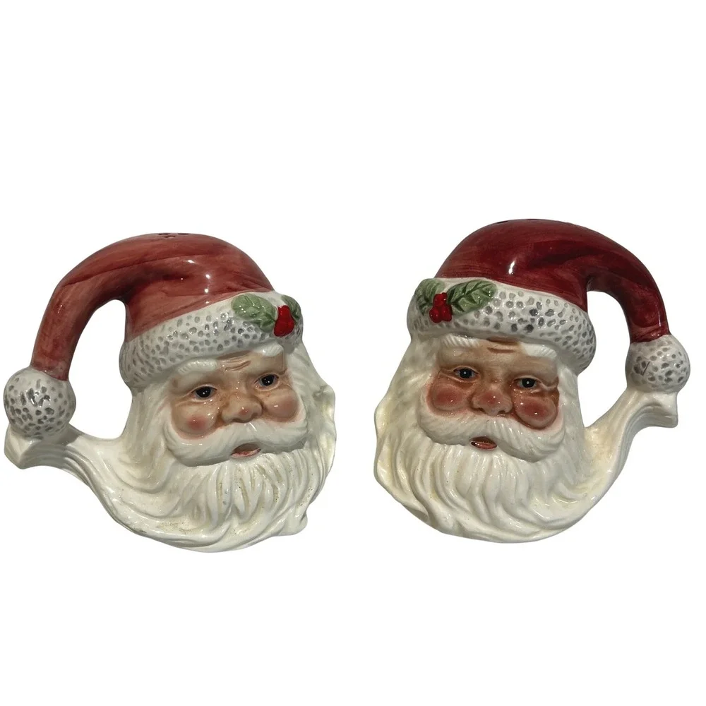 Vintage 1997 Ceramic Santa‎ Claus Salt and Pepper Shaker Set Christmas Retro